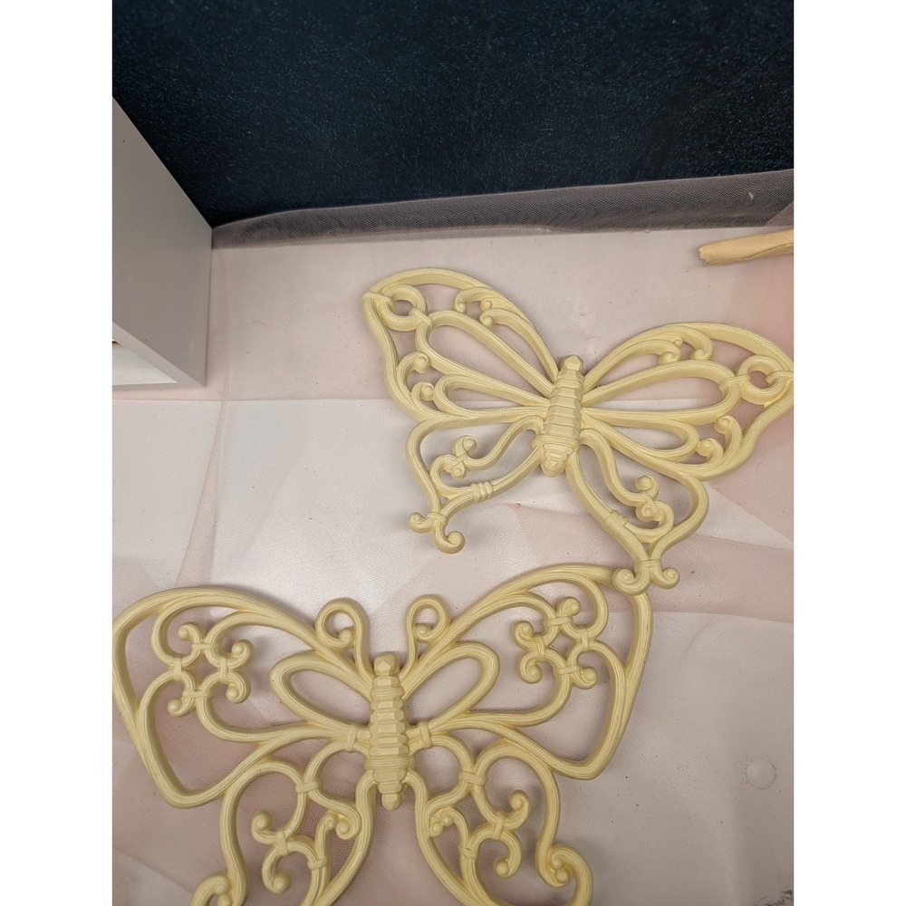 Mid Century Homco / Syroco Cream Butterfly Wall Plaques Set of 2 Retro 7551